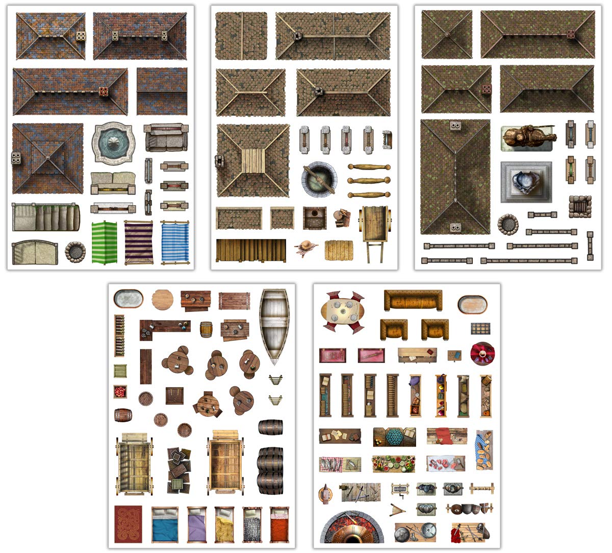Loke BattleMats Loke Add-On Scenery - Town Trimmings, Multicolored Cardboard, One Size, Model 018LBM