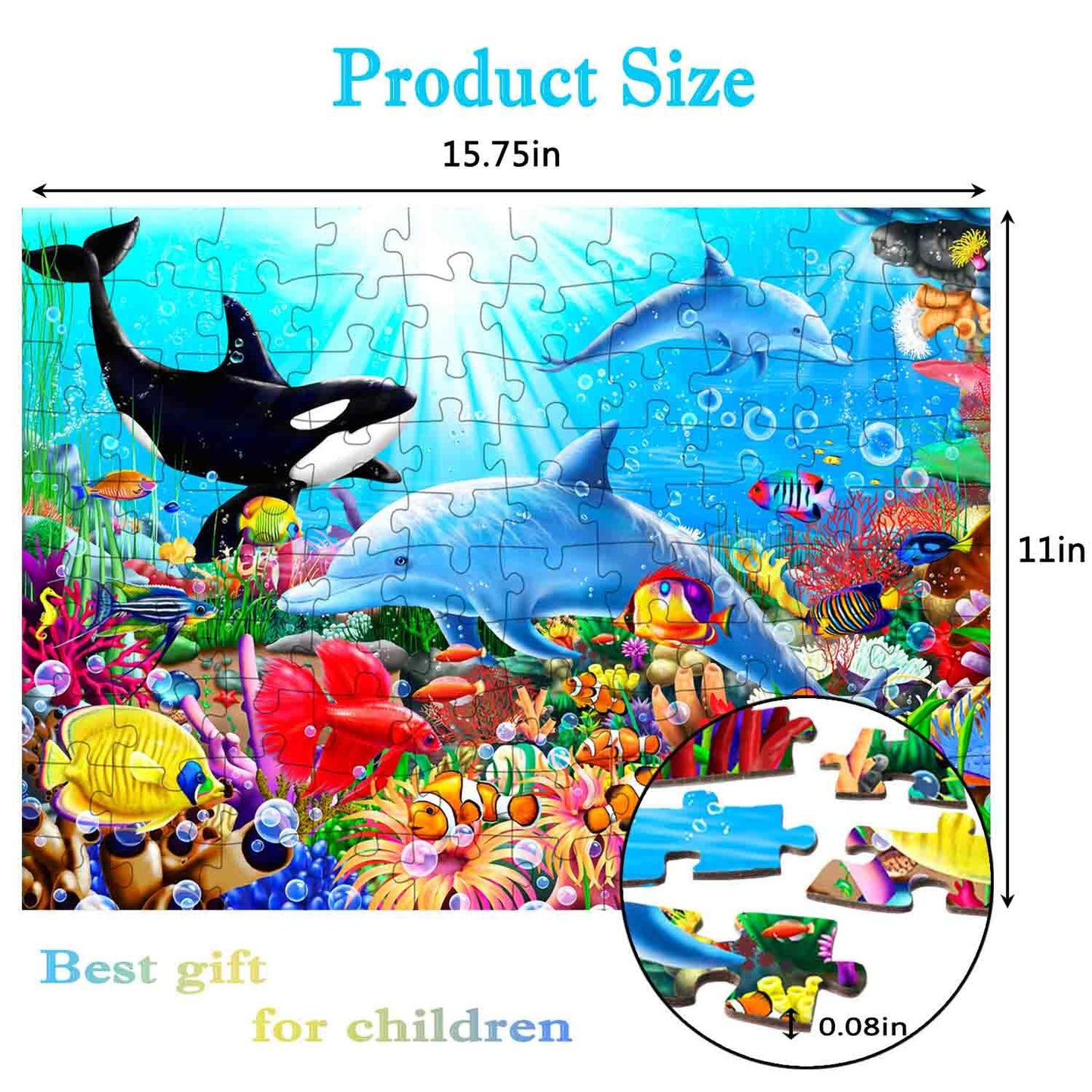 Puzzles For Kids Ages 4-8 - Bright Undersea World - 100 Piece Jigsaw Puzzles For Kids Ages 3-5 6-8 8-10 Year Old - Colorful Chil