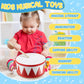 Boao 2 Pack Drum Set For Kids Toddler Age 1-12, Wooden Drum 8'' W X 3.7'' H With Adjustable Strap And 4 Drumsticks, Educational