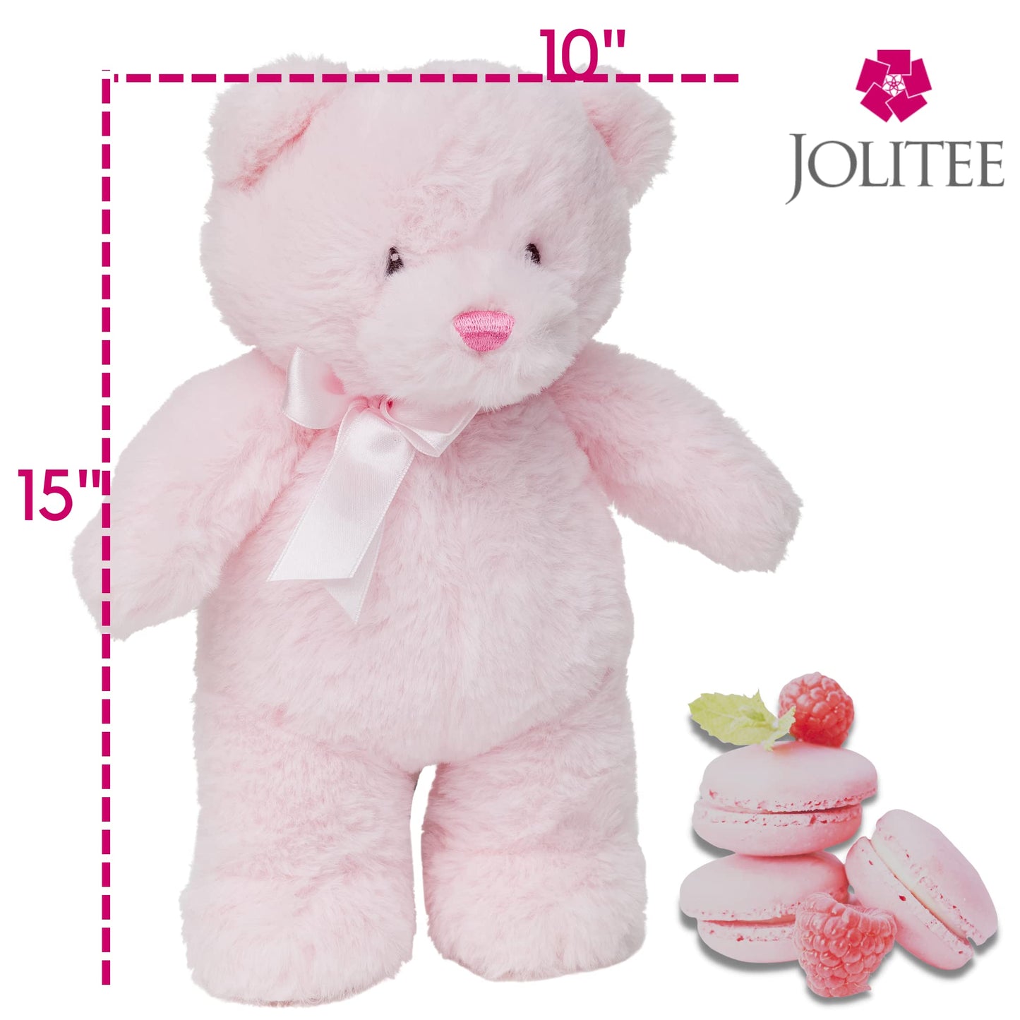 Jolitee My First Bear Stuffed Animal - Pink Plush Bear 15'