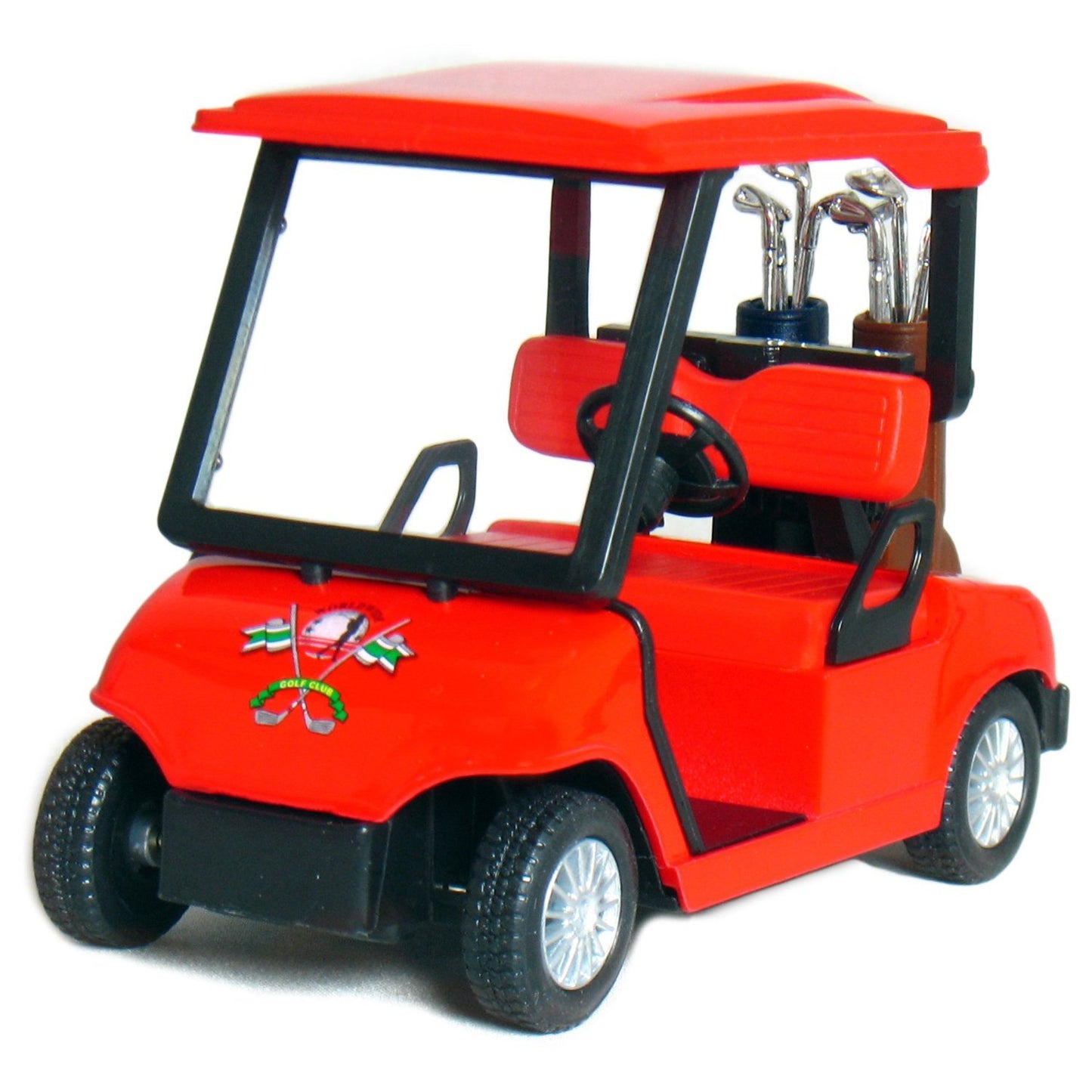 ??? KiNSFUN Red Golf Cart 4'' Die Cast Metal Model Pullback Action Toy ?