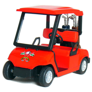 ??? KiNSFUN Red Golf Cart 4'' Die Cast Metal Model Pullback Action Toy ?