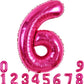 Toniful 40 Inch Hot Pink Large Numbers Balloon 0-9 Birthday Party Decorations,Foil Mylar Big Number 6 Balloon Digital 6 For Birt