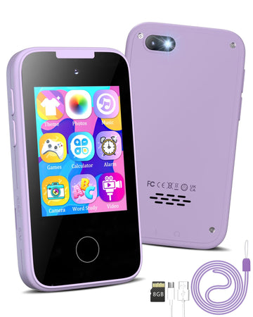Vimorg Kids Smart Phone Gifts for Girls 6-8 Year Old,Touchscreen Toy Cell Phone with Multi APPs 8G TF Card for Learning Play Chr