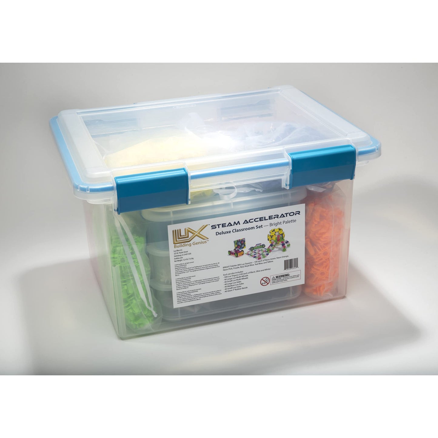 Lux Blox Steam Accelerator Deluxe Set - Flexible And Versatile Builds For School Programs Or Group Therapy (1340 Pieces) Bright Colors