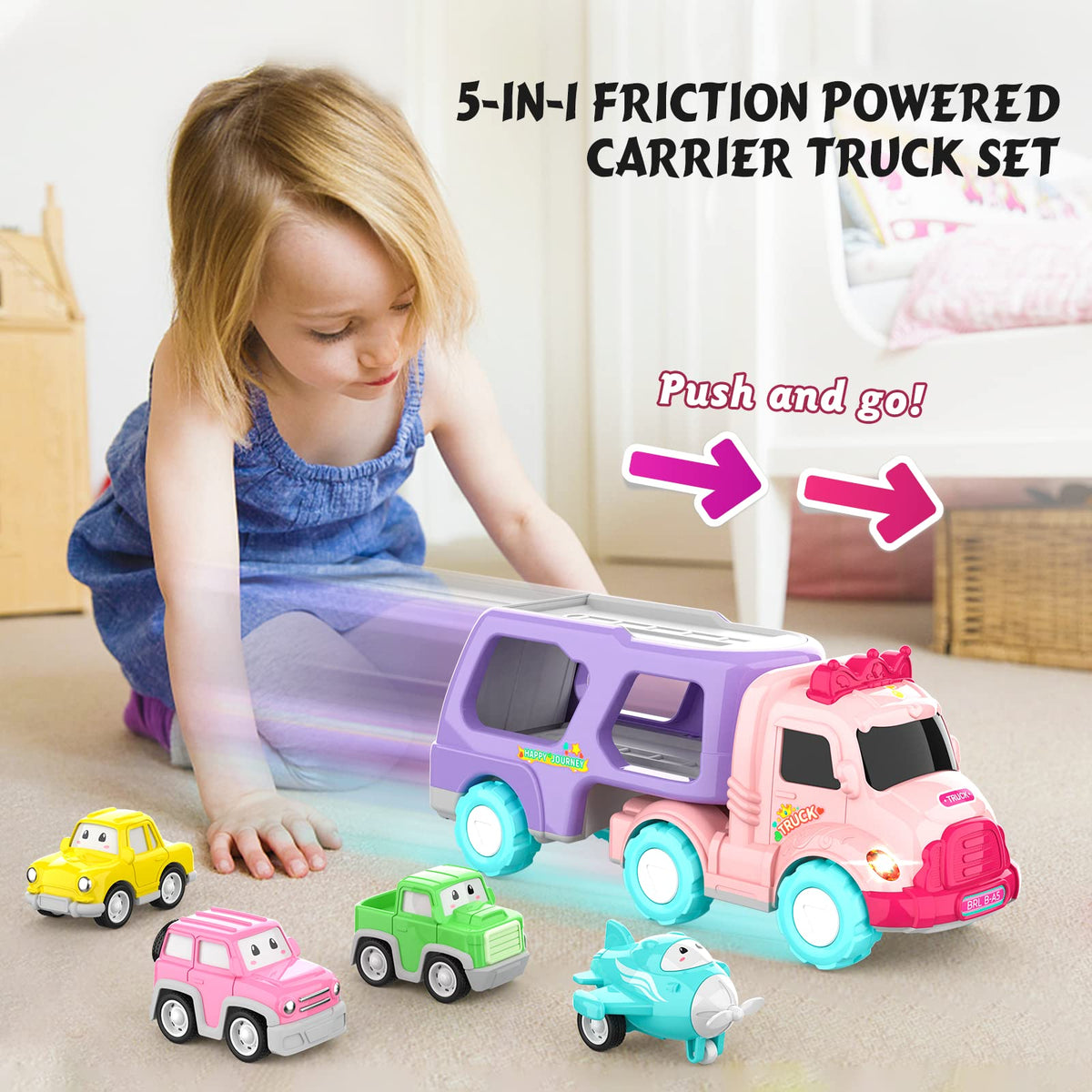 LASCOTON Toys for 1 2 3 Year Old Girl, 5-in-1 Carrier Truck for Toddle ...