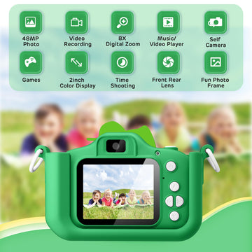 Upgrade Dinosaur Kids Camera For 3-12 Year Old Boys Girls, Christmas Birthday Gifts For Kids, 1080P Hd Kids Digital Video Camera