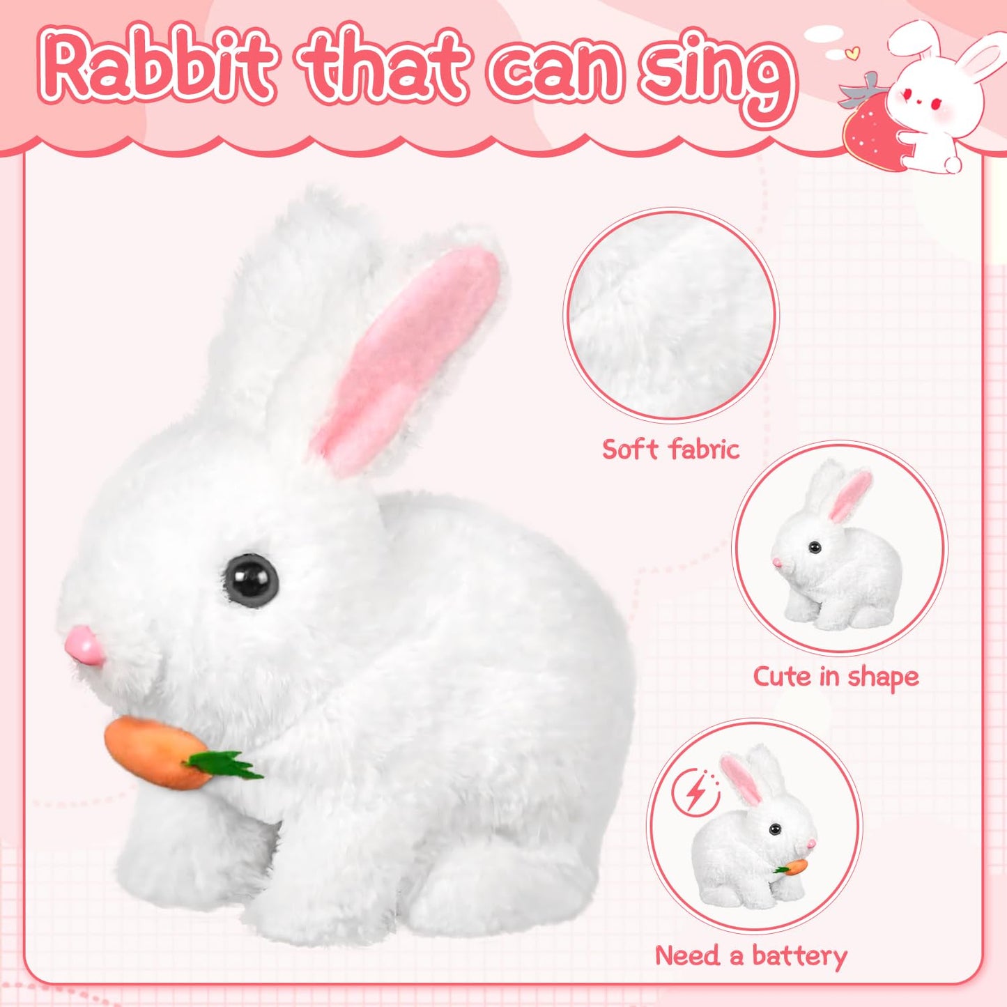 Easter Plush Interactive Realistic Bunny Robot, My Realistic Bunny Toy, Interactive Bunny Toys,Talking,Walking Twitching, And Sh