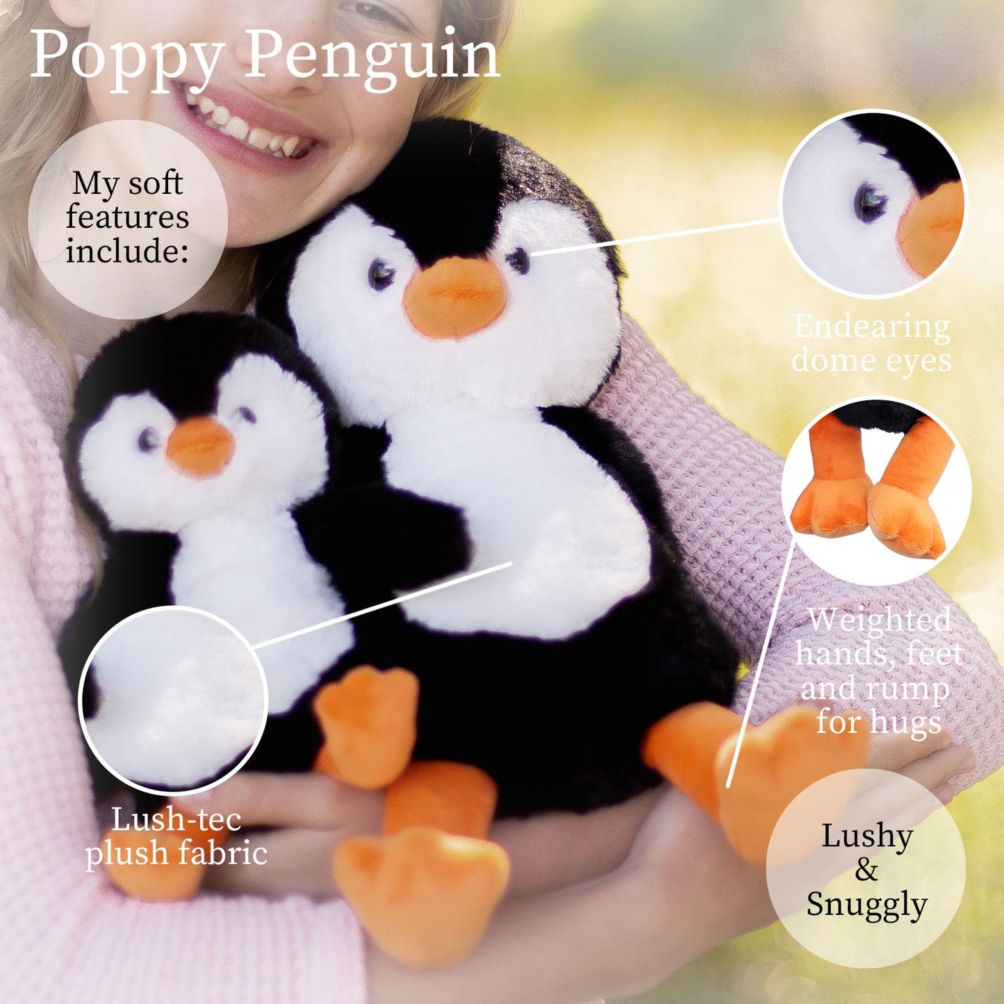 Worlds Softest Plush Poppy Penguin, Lushee, Large, 16 Stuffed Animal for Baby, Toddler, Kids, Adults - Soft, Huggable Stuffed P