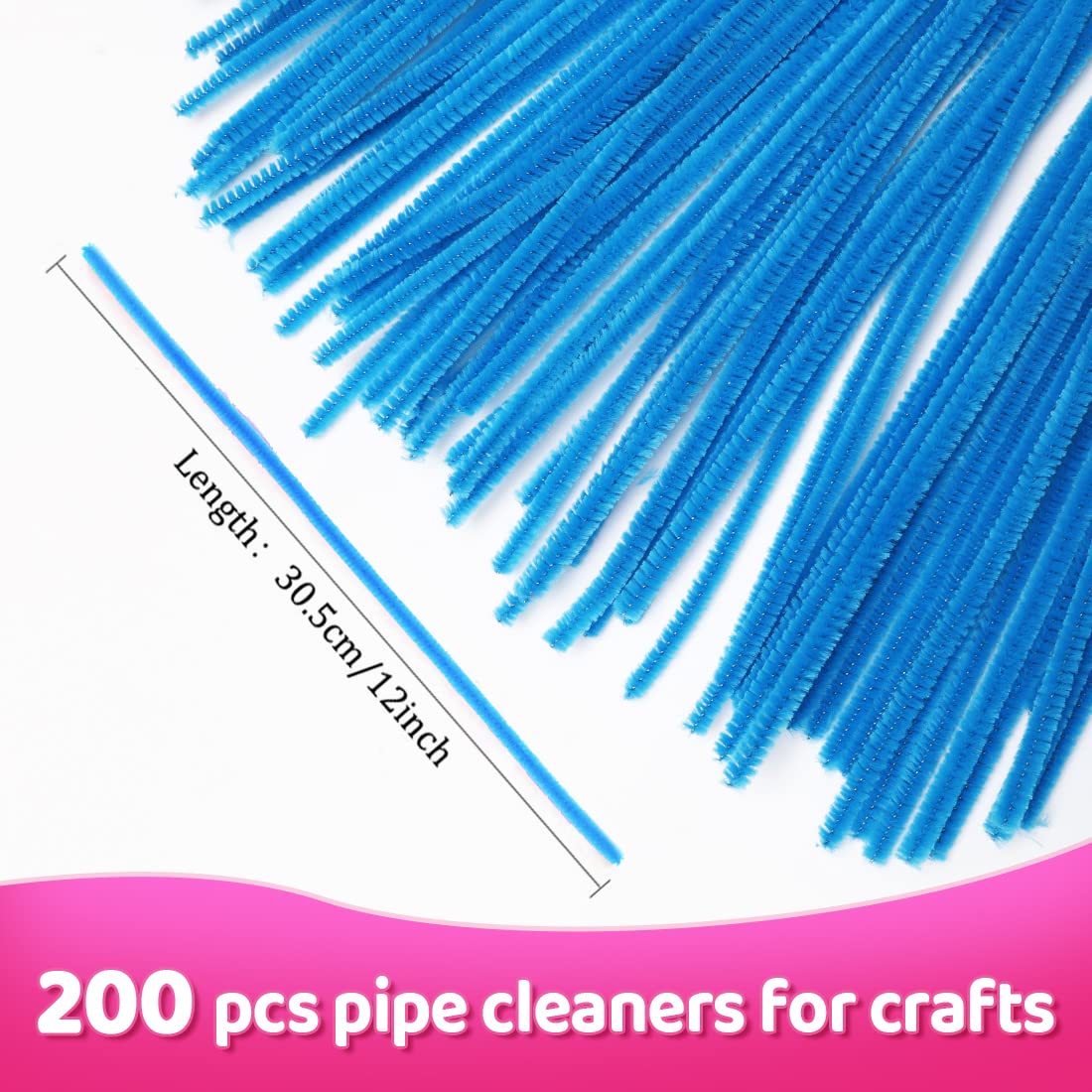 Praisebank Dark Blue Pipe Cleaners for Crafts (200pcs), 12 inch Long, Chenille Stems for Arts and Crafts.