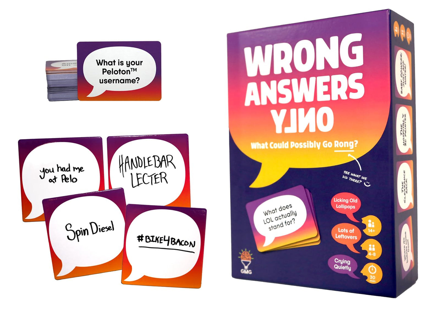 Gray Matters Games Wrong Answers Only Party Game - Fun Group Guessing Game for 8 Players, Ages 14+, Small, Purple, Model WAO032023
