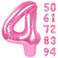 Pink 4 Balloon, Number Balloons 40 Inch, 4Th Birthday Decorations For Girls Four Large Numbers For Party Decor, Number 4 Balloon
