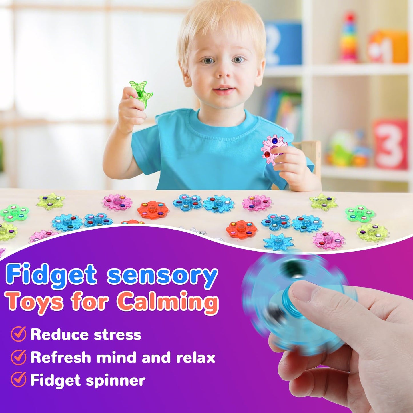 SCIONE 24 Pcs Mini Fidget Spinners Bulk Stress Reduction and Anxiety Relief Hand Spinner Fidget Sensory Toys for Kids  Birthday Party Favors Canival Treasure Box Toys for Classroom Prizes Supplies