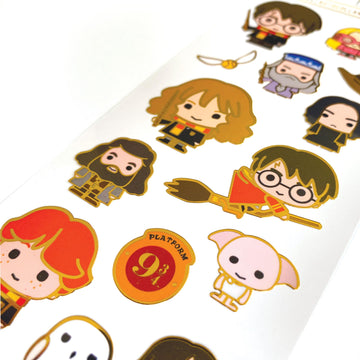 Playhouse Harry Potter Chibi Characters Shiny Foil Enamel Effect Sticker Sheet - 1 Pack