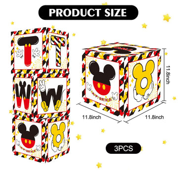Toniful Mouse 2Nd Birthday Party Supplies Red Yellow Black Balloon Box With Letters, Red Mouse Theme Two Years Old Birthday Part