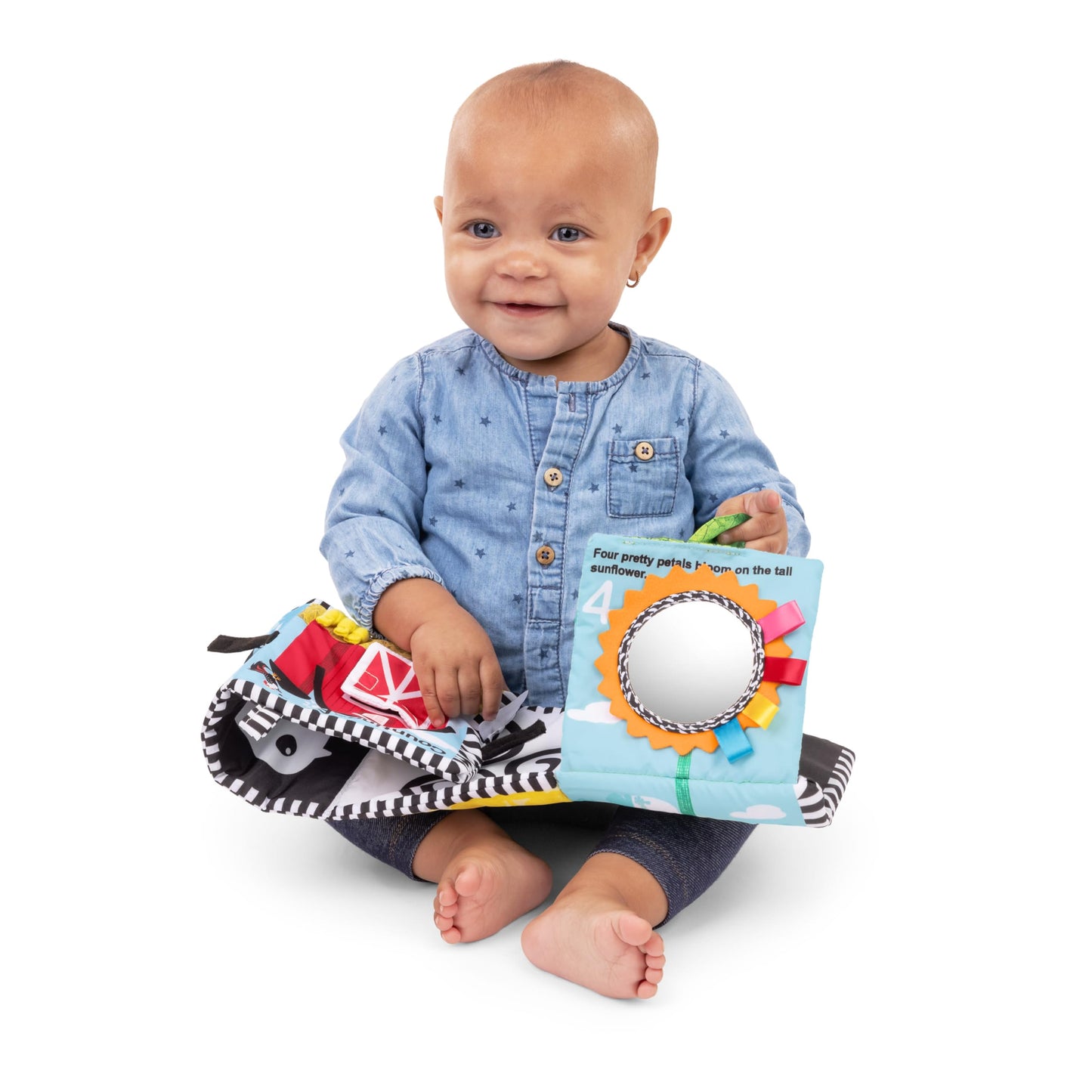 Baby Einstein Farm Explorers Soft Activity Book, Multisensory, 1 Count, for Tummy Time, Ages 0+ Months, Model 17303, Counting at the Farm