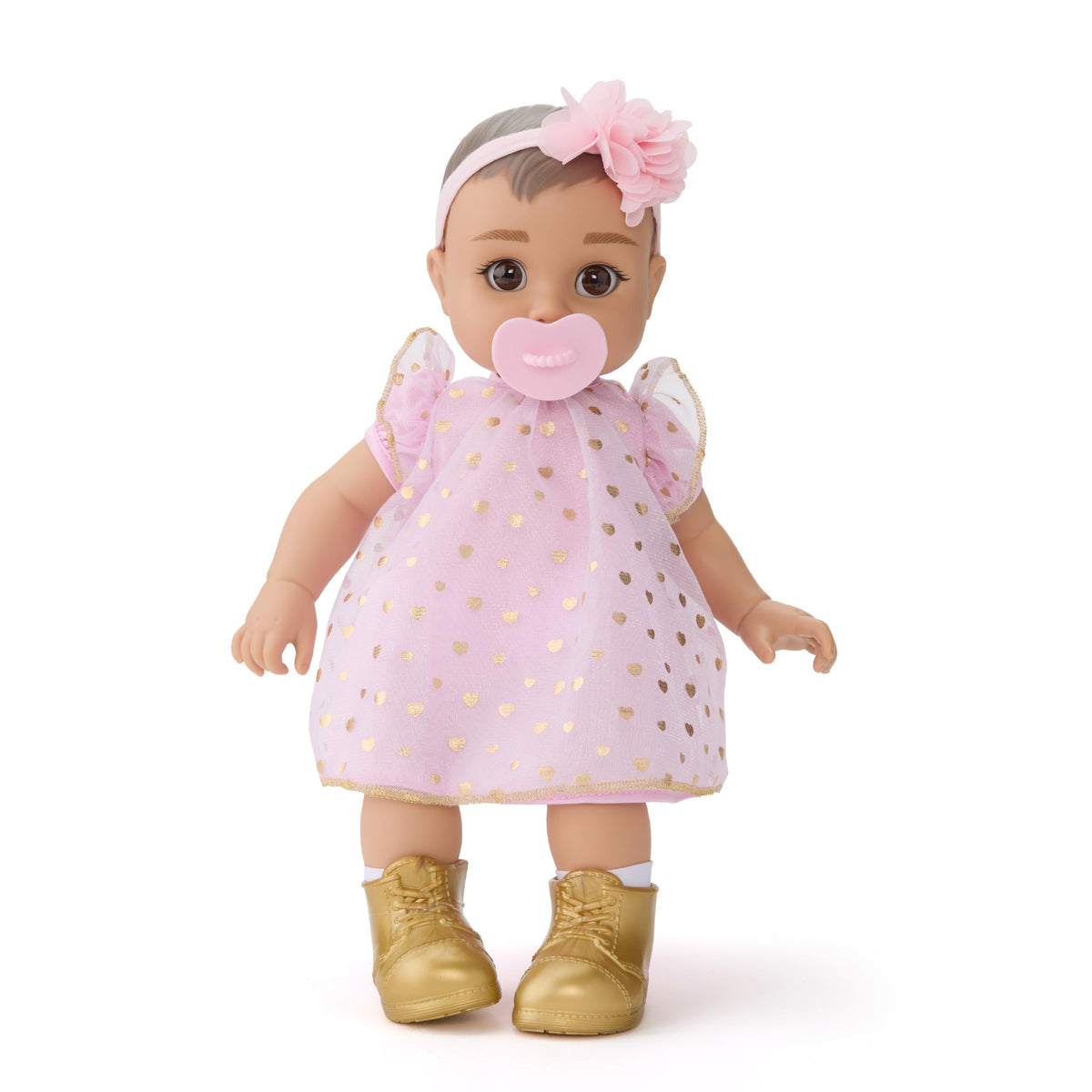 FAO Schwarz 14 Cuddle Baby Doll, Pacifier & Accessories, Brunette Hair