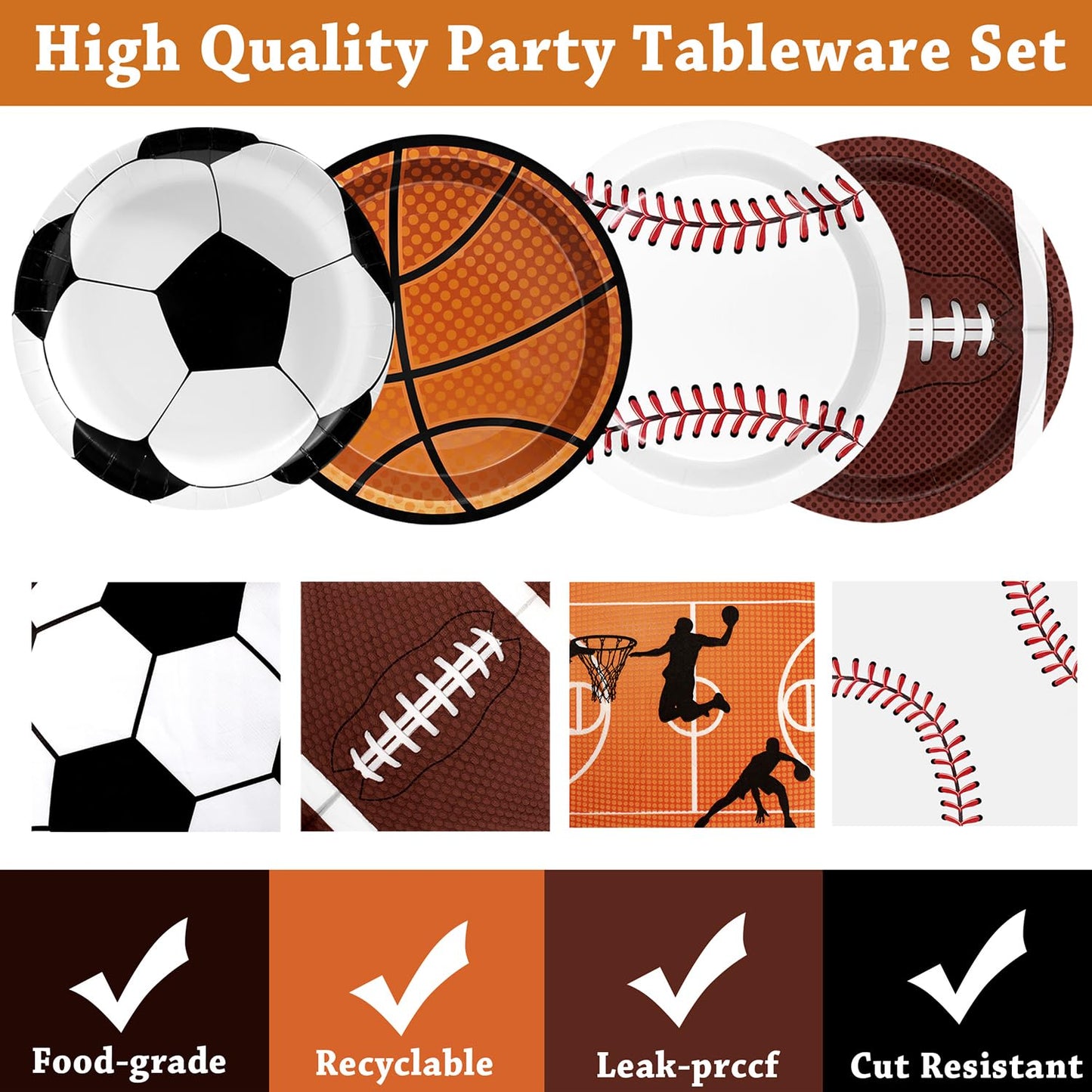 Sports Birthday Party Decorations 80Pcs Sports Party Plates And Napkins Baseball Football Soccer Basketball Rugby Disposable Pap
