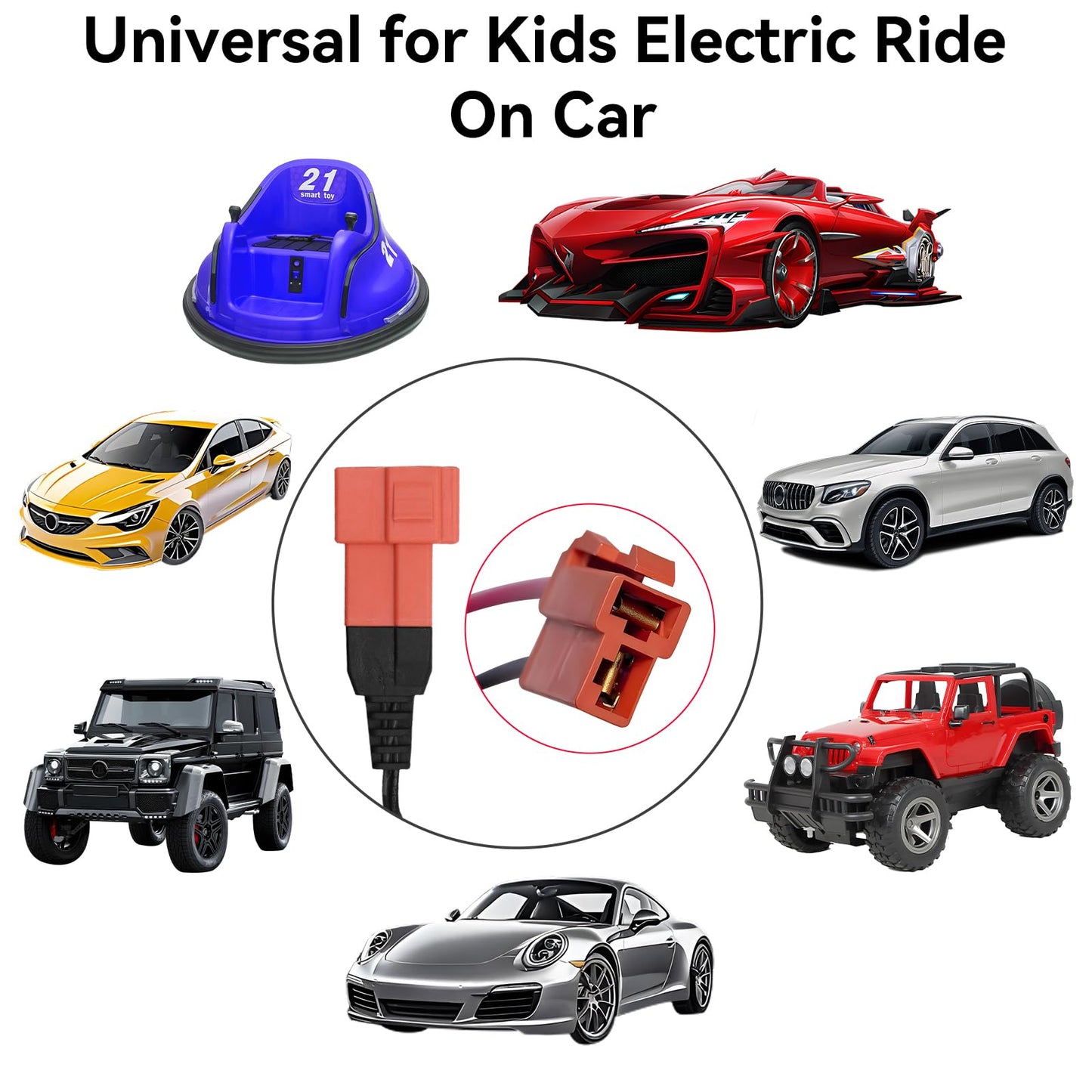 Tosiicop 12V Battery Charger for Kids Ride On Car Toy - 12 Volt Electric Bumper Cars Chargers for Power Wheels ATV Quad SUV Jeep