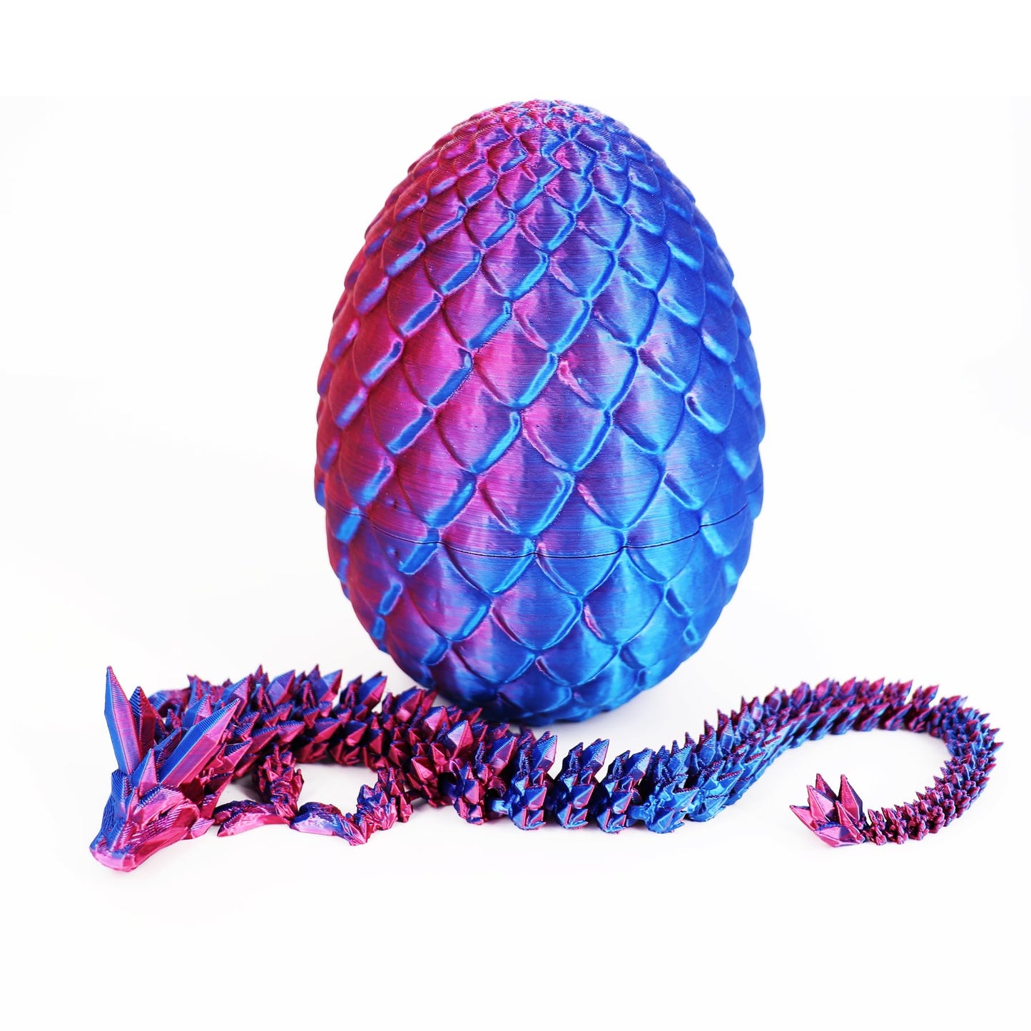 Dragon Egg 3D Printed Dragon Fidget Toys For Adults,Posable Flexible Crystal Dinosaur 3D Printed Articulated Dragon Christmas Toys Gifts For Autism/Ad (Laser Purple)