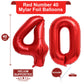 40 Inch Red Number 40 Balloons Giant 40 Balloons Red Birthday 40 Balloons 40 Birthday Anniversary Party Decorations Supplies