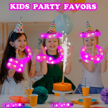 Kannove Pink Glow Sticks Party Favors For Kids 24 Pcs,Led Light Up Pop Tubes For Toddlers, Neon Necklaces Bracelets Accessories,