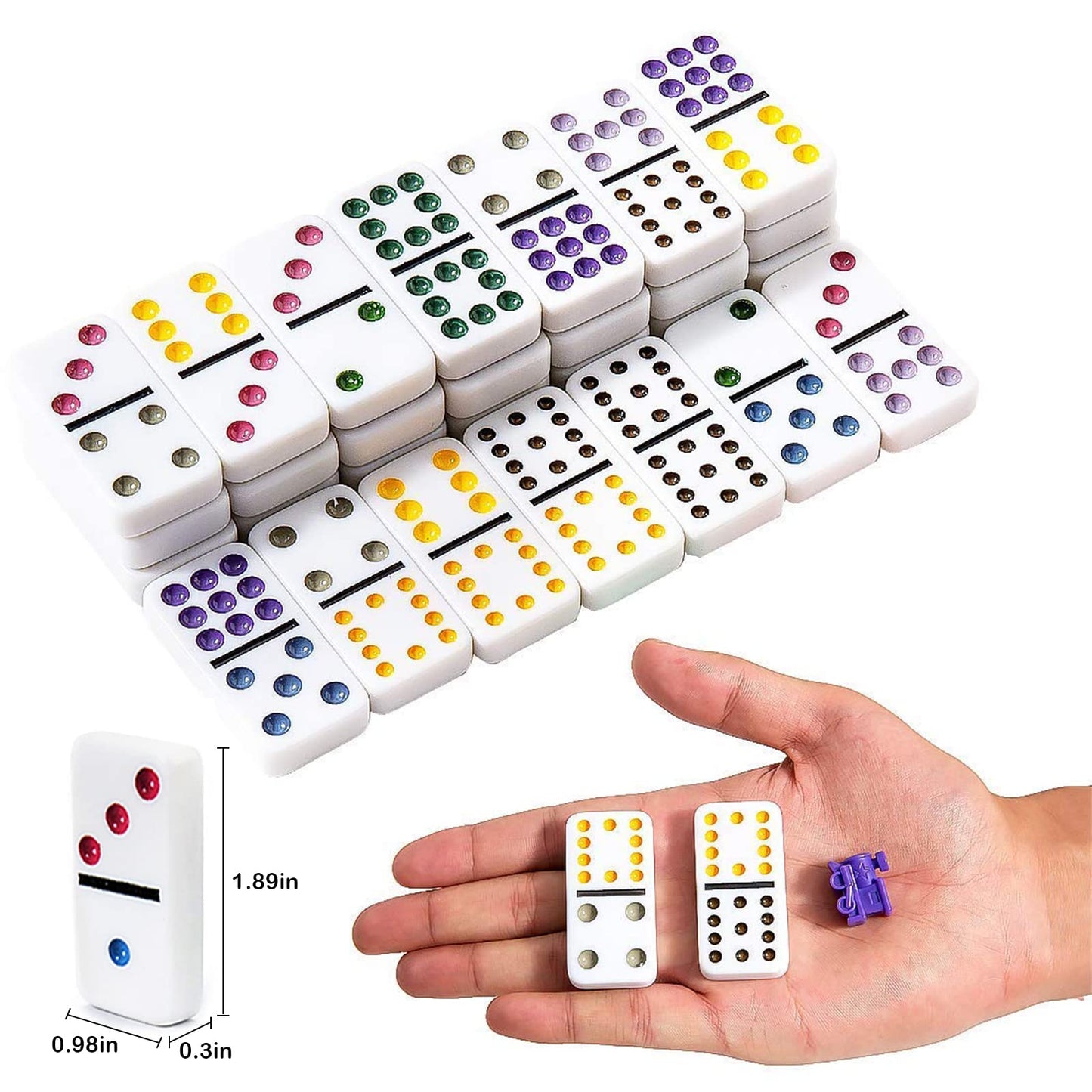Yinlo Mexican Train Dominoes Set - Double 12 Colorful Dot Pips, Real Train Sound, Medium Size, Orange, 91 Tiles, Includes Score Pad & Trains