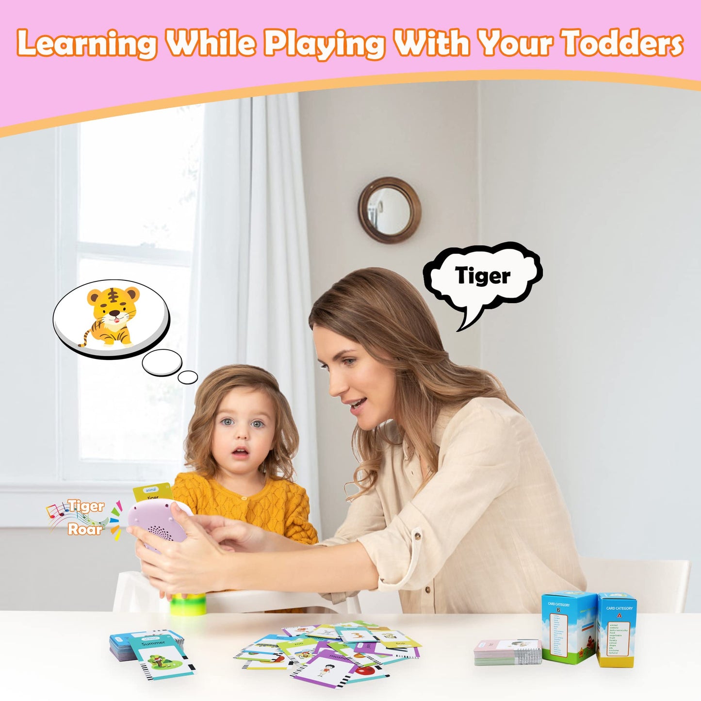 Spanish & English 510 Words Alphabet Bilingual Talking Flash Cards For 3-8 Years Toddlers, Pocket Speech Buddy Therapy Autism To