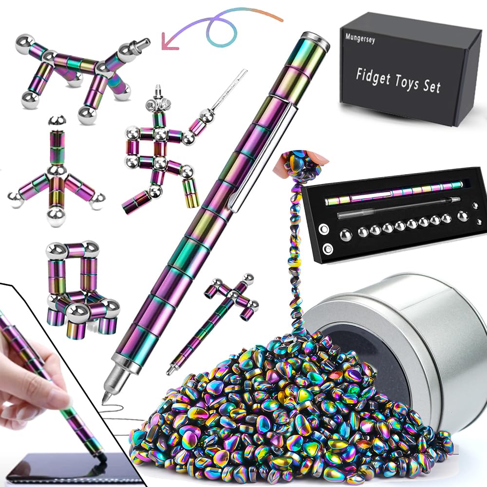 Fidget Toys Adults Set Over 600+Pcs Magnetic Balls And Fidget Pen With Gift Box For Cool Stuff