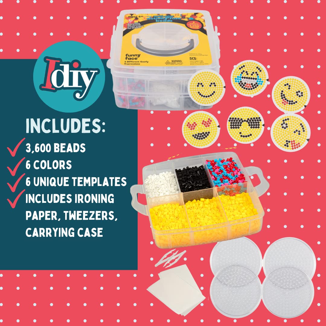 Sculpt Pro Fuse Beads Super Value Kit - 3600 Emoji Smiley Faces, 6 Colors, Small DIY Arts & Crafts Set for Kids