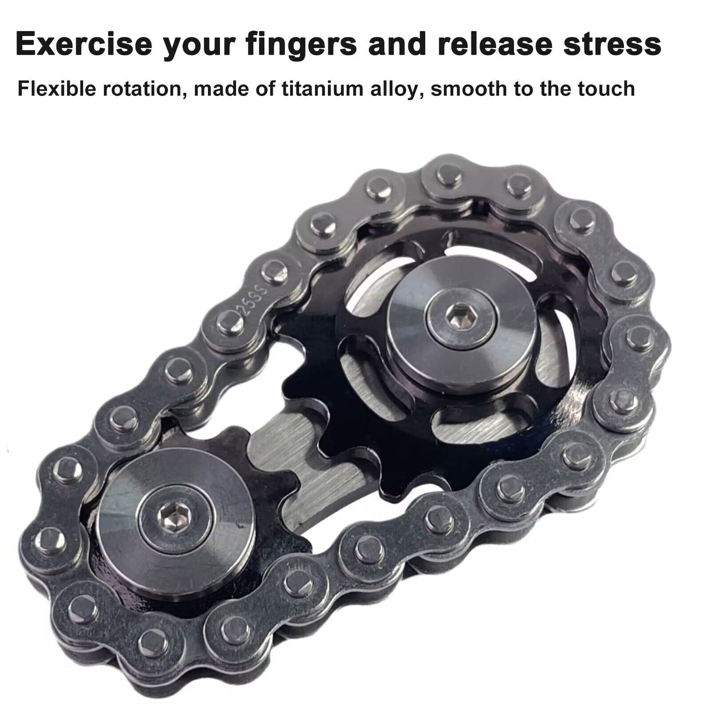 Bike Chain Gear Fidget Spinner  Metal Sprocket Chain Fidget Toy  Stress Anxiety Relief Fidget Toy  Focus Finger Spinning Toy  Stainless Steel Mechanics W/Smooth Bearings EDC Novelty Toy
