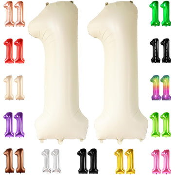 Katchon, Cream White Large Number 11 Balloon - 40 Inch | 11 Birthday Balloon Decor | 11Th Birthday Decorations For Party | Cream Number 11 Balloon | 11 Year Old Balloon, 11Th Anniversary Balloon Dècor