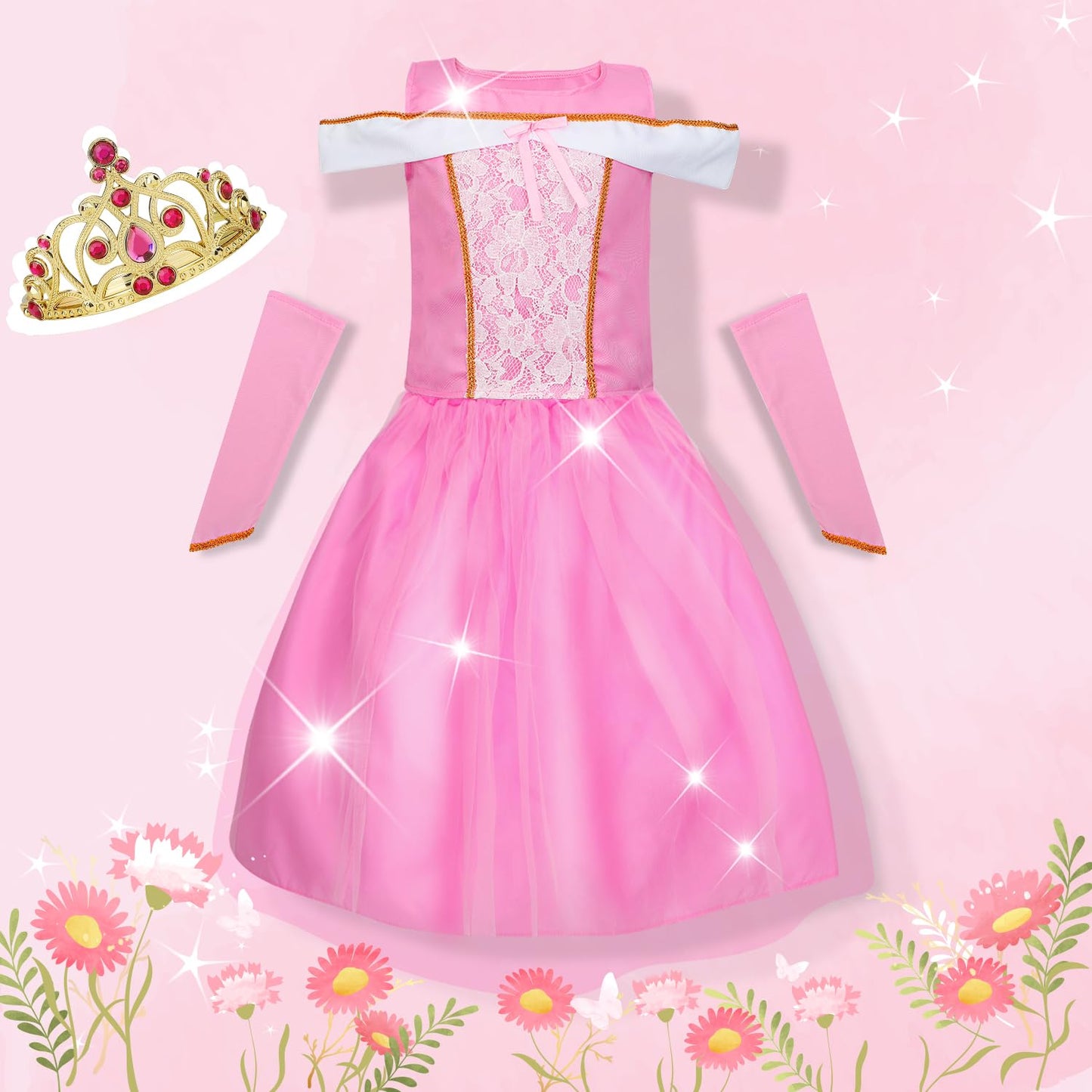Dulsaera Princess Dress Up For Girls 4-6, Dress Up Clothes For Little Girls 3T-4T, Christmas Birthday Gift For Toddler Girls Age