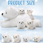 Leitee 5 Pcs Polar Bear Plush Set Large Mommy Polar Bear Stuffed Animal With 4 Cuddly Baby Plushies In Belly For Boys Girls Birthday Winter Holiday Decor Gifts(Lying)