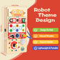 Asweets Montessori Wooden Busy Board Toy for Toddler, Red Robot Sensory Board with 8 LED Shape Light Switches, Travel & Gift Toy
