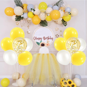 Zjdhpty Yellow And White Balloon Stand Centerpiece Table Decorations For Bee Sunflower Daisy Birthday Bridal Shower Engagement W