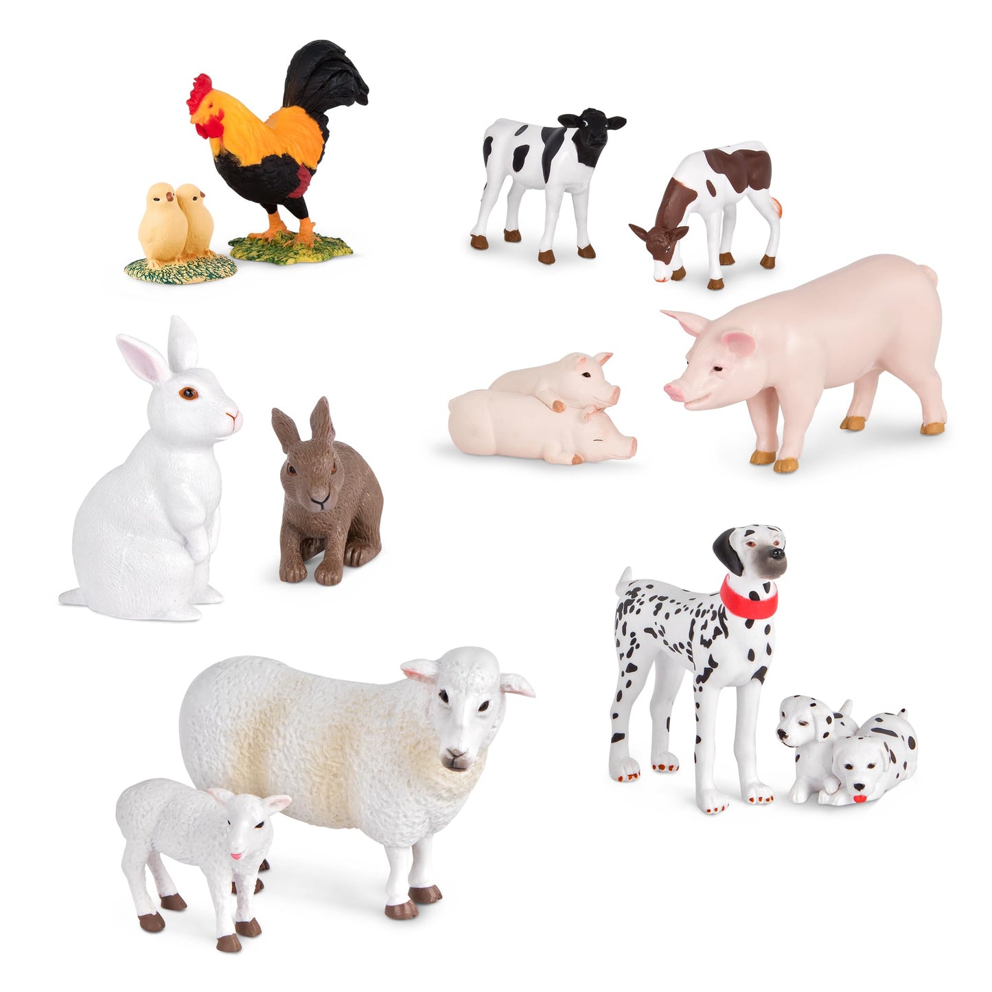 Terra by Battat Toy Farm Animals Set - Realistic 12 Pairs for Imaginative Play, 1-3 Inch, White, Model AN6044BZ