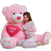 Maogolan Big Teddy Bear 4.3Ft Stuffed Animal, I Love You Red Heart Giant Pink Teddy Bear Plush Toy, Large Stuffed Animal Gift For Girlfriend, Boyfriend, Kids