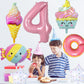 Donut 4th Birthday Decorations - Sweet Party Supplies with Foil Balloons & Backdrops for Girls