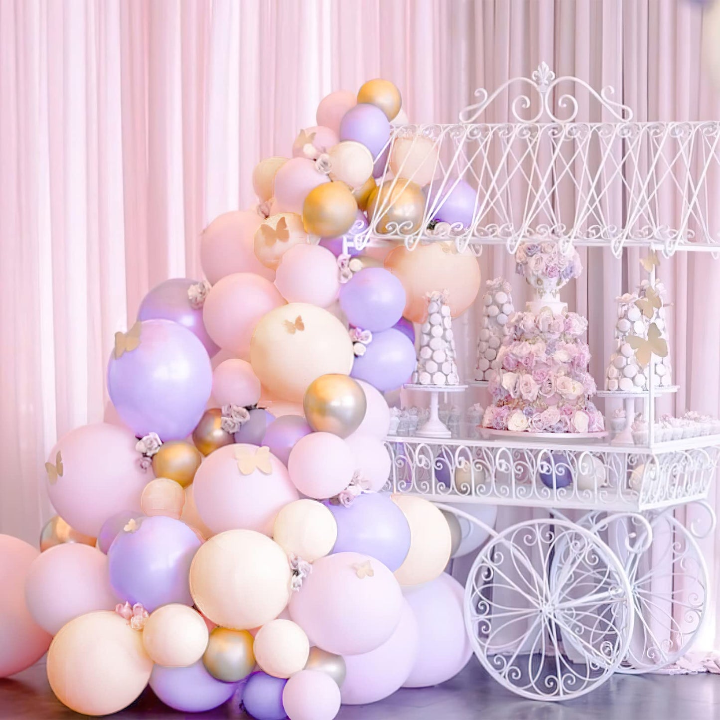 Partywoo Purple Pink Gold Balloons, 60 Pcs 12 Inch Purple Balloons, Light Pink Balloons, Gold Metallic Balloons And Pink Balloons, Purple Pink Balloons For Princess Birthday Party, Purple Baby Shower