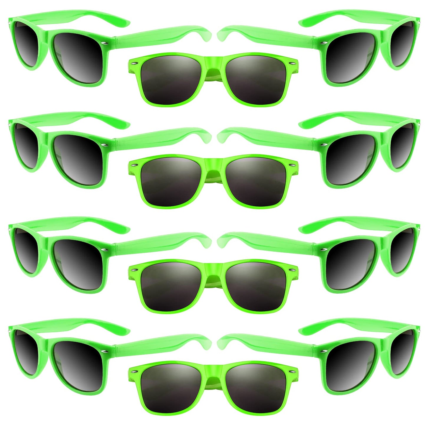 Astaron 12 Pack Party Novelty Sunglasses Bulk Neon Party Favors For Beach Wedding Party Pool Party Supplies, Green