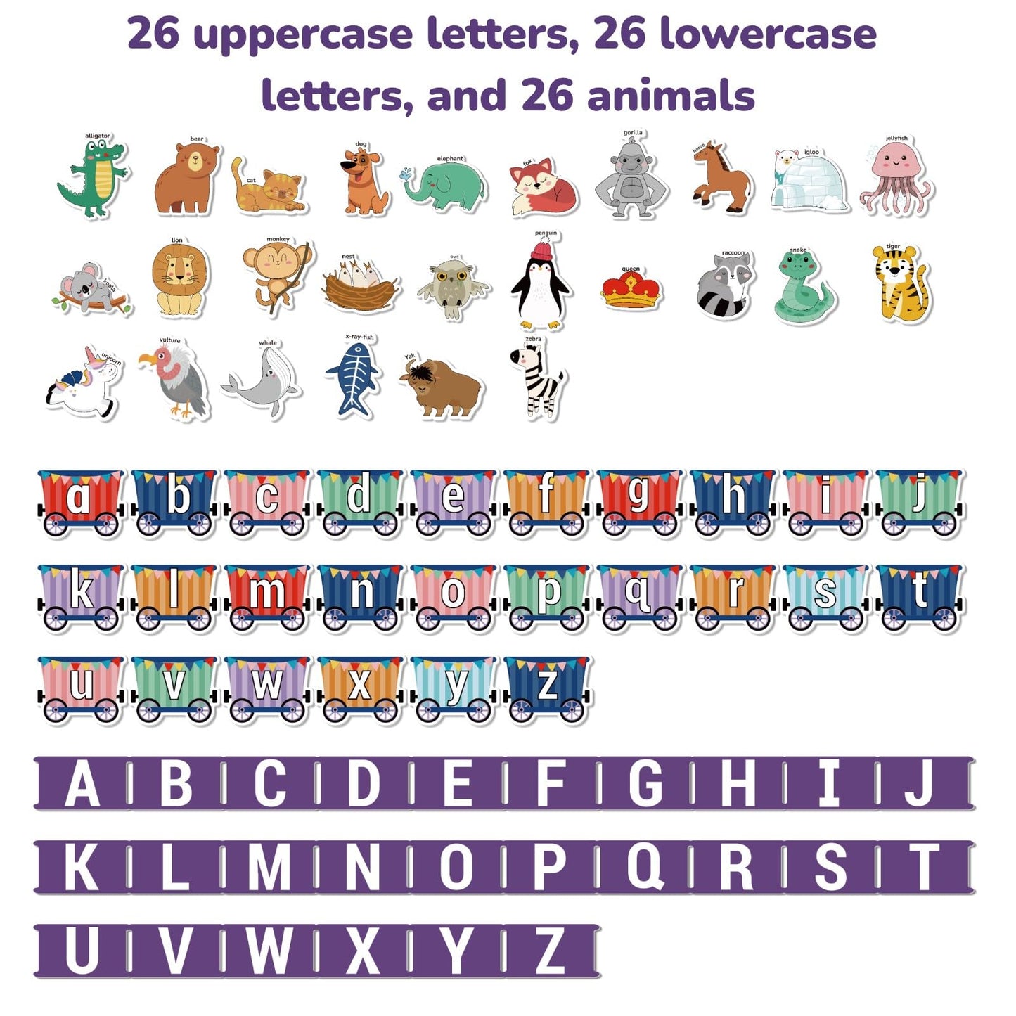 CHEFAN Felt Alphabet Train Toy 27 PCS Alphabet ABC Set Includes 1 Engine and 1 Storage Bag for Toddlers Kids Boys and Girls
