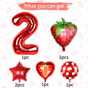 Berry 2Nd Birthday Party Supplies,Berry 2Nd Birthday Balloon For Strawberry 2Nd Birthday Decorations Strawberry Foil Balloons Birthday Party Decorations For Girls