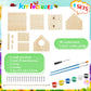 Liliful 8 Set Wooden DIY Birdhouse Kit for Adults Unfinished Wooden Bird Houses with Paints and Paintbrushes Hanging Woodworking