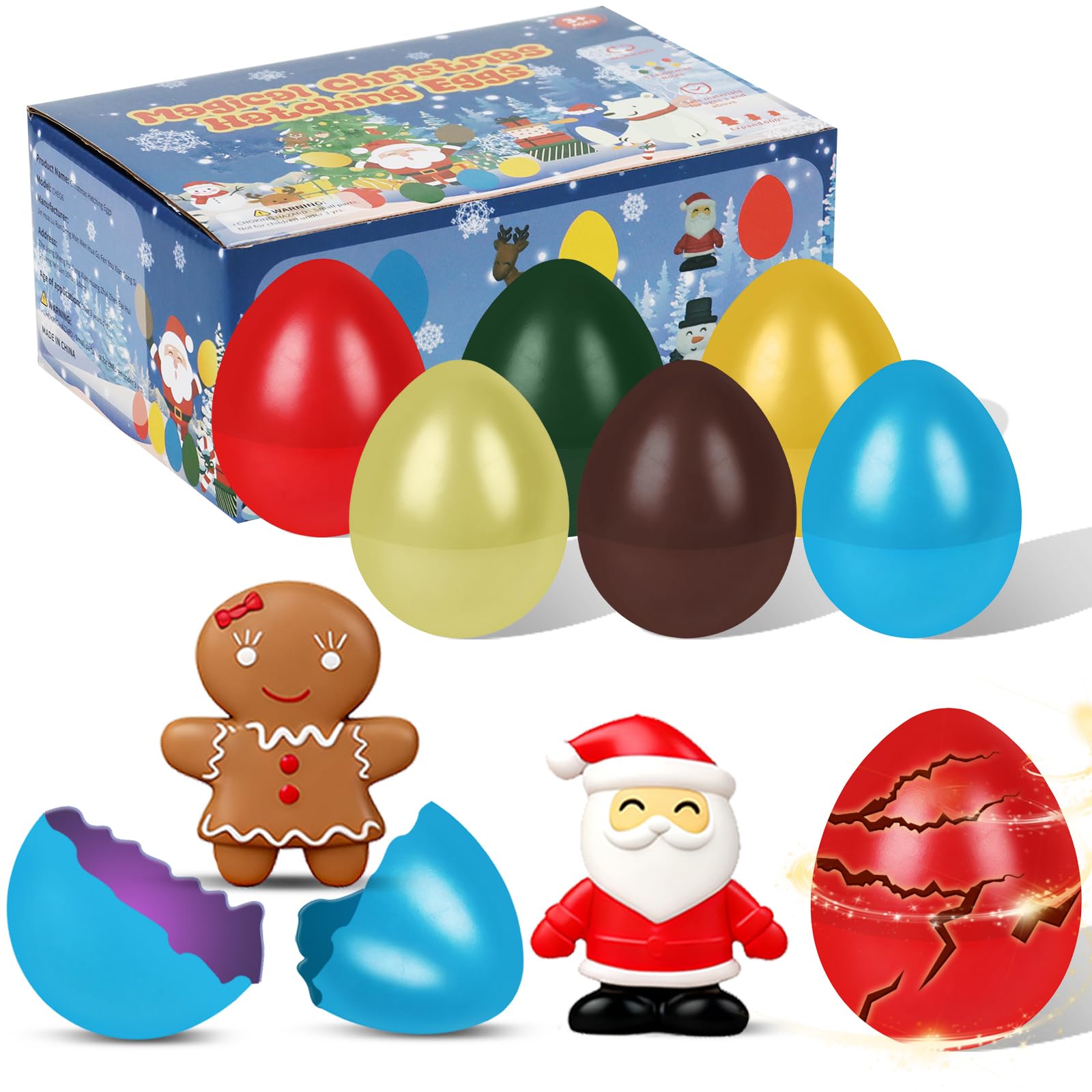 Christmas Stocking Stuffers Gifts for Kids, 6 Pack Magical Christmas Hatching Eggs-Surprise Toys Grow 600%, Funny Xmas Gift Choi