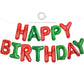 TONIFUL Red Green Happy Birthday Balloons Banner,16 Inch Mylar Foil Birthday Sign Banner for Girls Boys Kids & Adults Birthday D