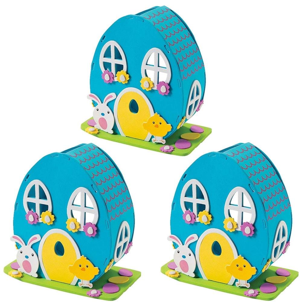 Set of 3 DIY Craft Kits with Easter Bunny & Chick Foam House