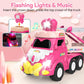 Toddler Car Toys for 1 2 3 4 Year Old Girl Birthday Gift, 5 in 1 Pink Princess Transport Carrier Trucks for Girls Age 1-2 3-4 wi