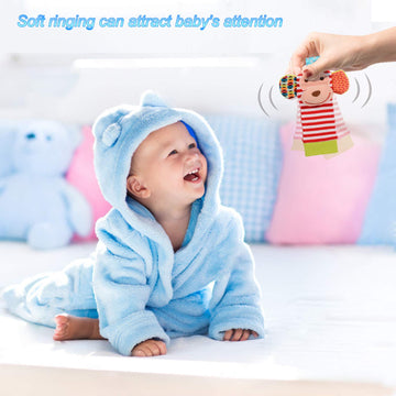 Bloobloomax Baby Infant Rattle Socks Toys, Sock Rattles For Babies 0-24 Months Baby Animal Foot Finder Learning Toy (Cotton D)