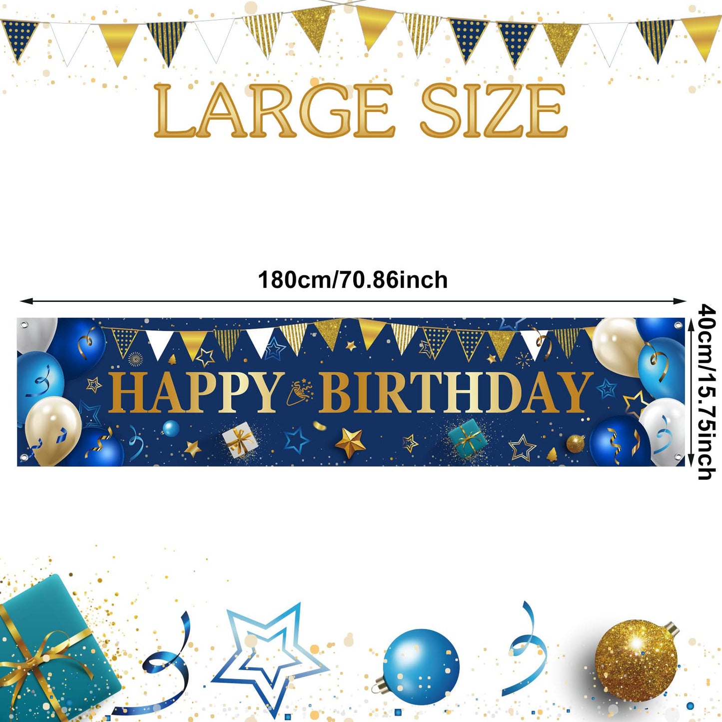 Yard Banner for Happy Birthday Gifts Large Birthday Banners for Outside Decorations Backdrop for Men Women Party Supplies Outdoo
